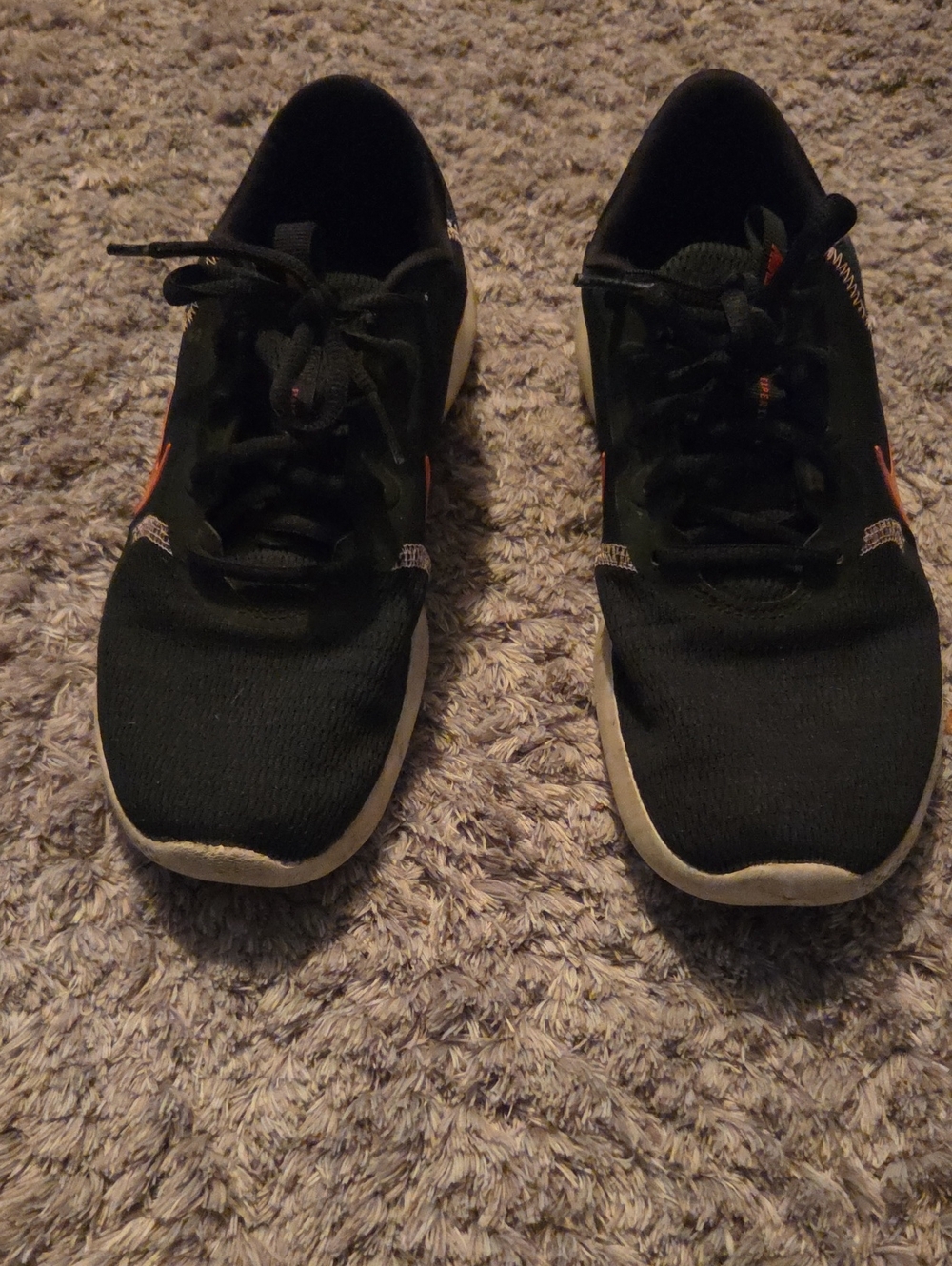 Nike Men's Black Athletic Trainers with White Soles and Orange Accents